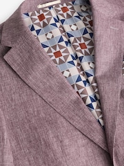 Pink Slim Fit Linen Blend Suit Jacket - Image 9 of 11