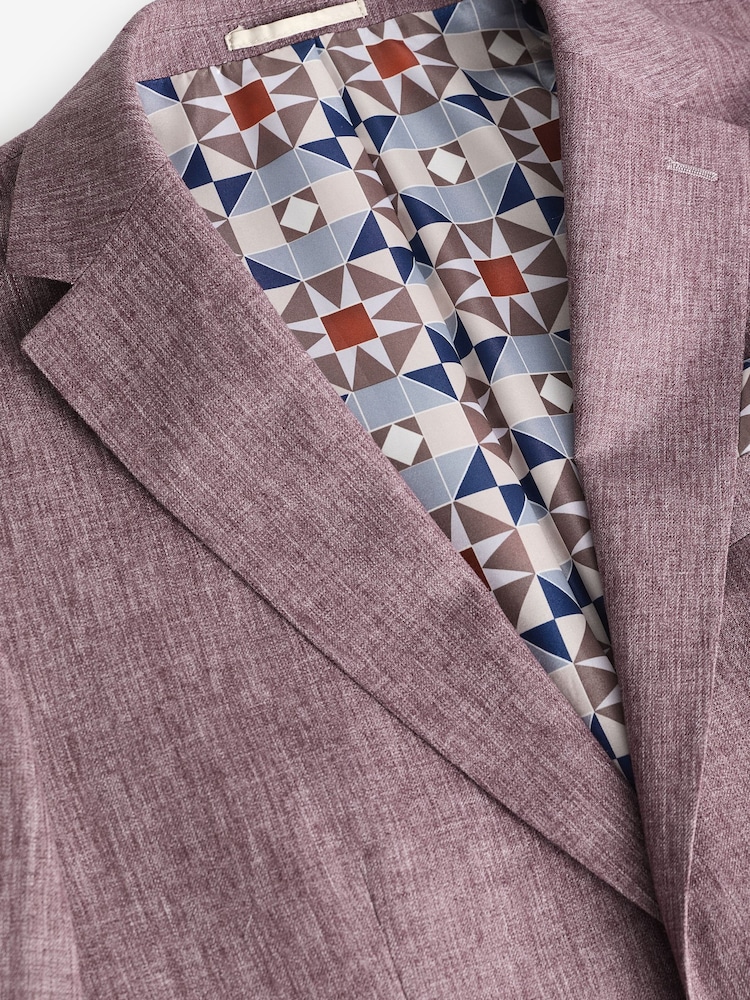 Pink - Slim Fit Linen Blend Suit Jacket - Image 9 of 11