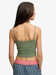 Superdry Green Essential Lace Trim Cropped Cami Top - Image 2 of 7