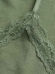 Superdry Green Essential Lace Trim Cropped Cami Top - Image 7 of 7