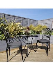 Charles Bentley Grey Garden Cast Aluminium Bistro Table And Chairs Set - Image 1 of 4