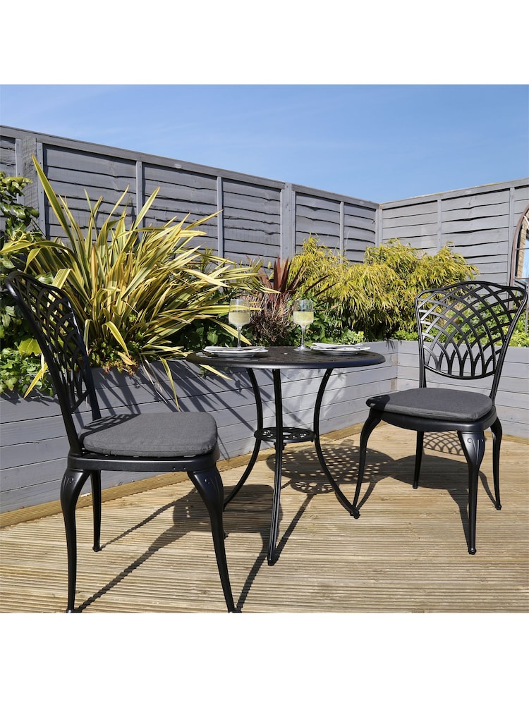 Charles Bentley Grey Garden Cast Aluminium Bistro Table And Chairs Set - Image 1 of 4