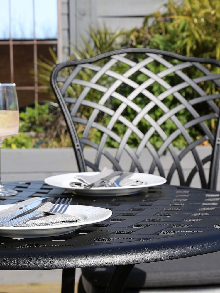 Charles Bentley Grey Garden Cast Aluminium Bistro Table And Chairs Set - Image 2 of 4