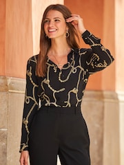 Sosandar Black Chain Printed Shirt - Image 5 of 5