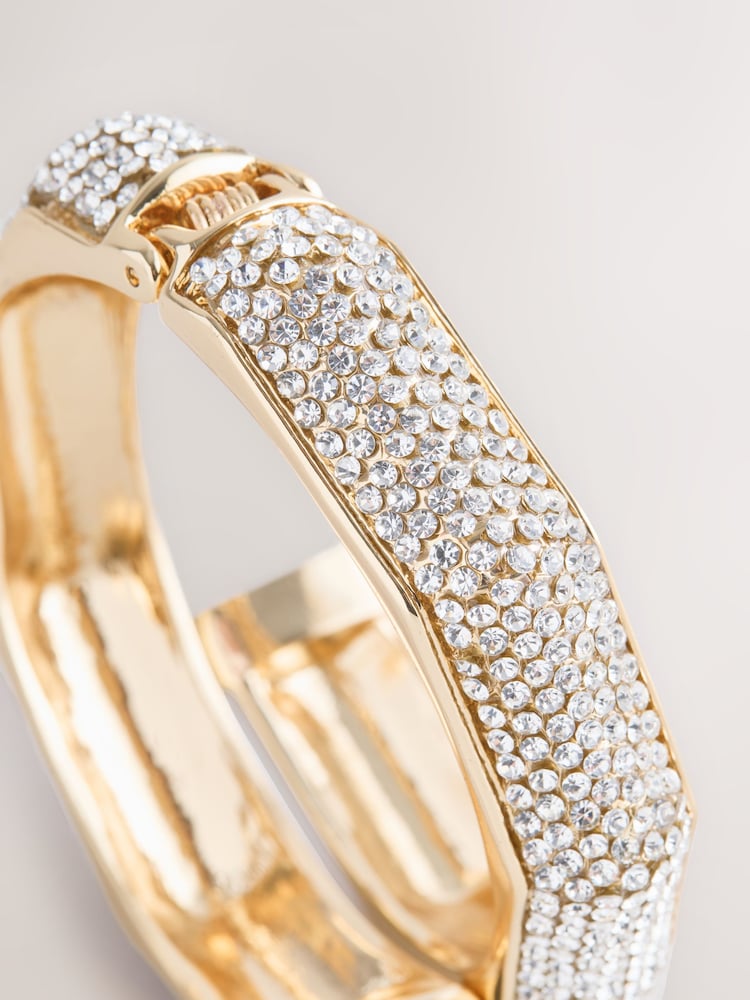 Złoty kolor - Sparkle Hinge Bangle - Obraz 2 z 3