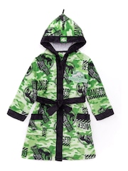 Vanilla Underground Green Jurassic Park Unisex Kids Fleece Dressing Gown Robe - Image 1 of 5