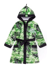Vanilla Underground Green Jurassic Park Unisex Kids Fleece Dressing Gown Robe - Image 2 of 5