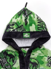 Vanilla Underground Green Jurassic Park Unisex Kids Fleece Dressing Gown Robe - Image 3 of 5