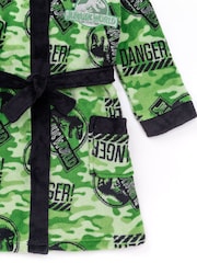 Vanilla Underground Green Jurassic Park Unisex Kids Fleece Dressing Gown Robe - Image 4 of 5