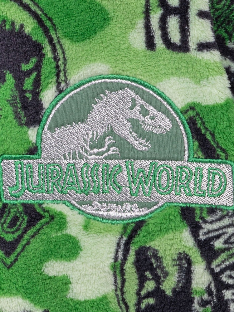 Vanilla Underground Green Jurassic Park Unisex Kids Fleece Dressing Gown Robe - Image 5 of 5