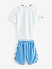 White/Blue NYC Mesh T-Shirt and Shorts Set (3-16yrs) - Image 2 of 3