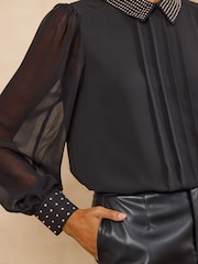 Love & Roses Hardware Collar Long Sleeve Blouse - Image 4 of 5