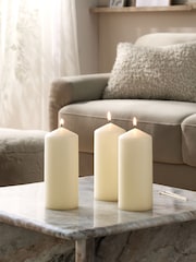 Set of 3 Cream Unscented Pillar Candles - Image 1 of 4