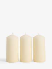 Set of 3 Cream Unscented Pillar Candles - Image 4 of 4