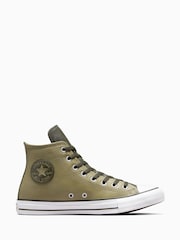 Converse Green Chuck Taylor All Star High Top Leather Trainers - Image 1 of 9