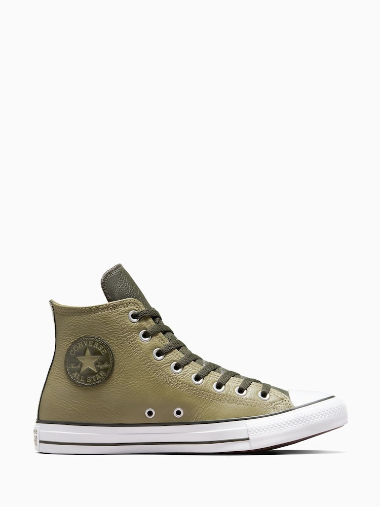 Converse Green Chuck Taylor All Star High Top Leather Trainers - Image 1 of 9