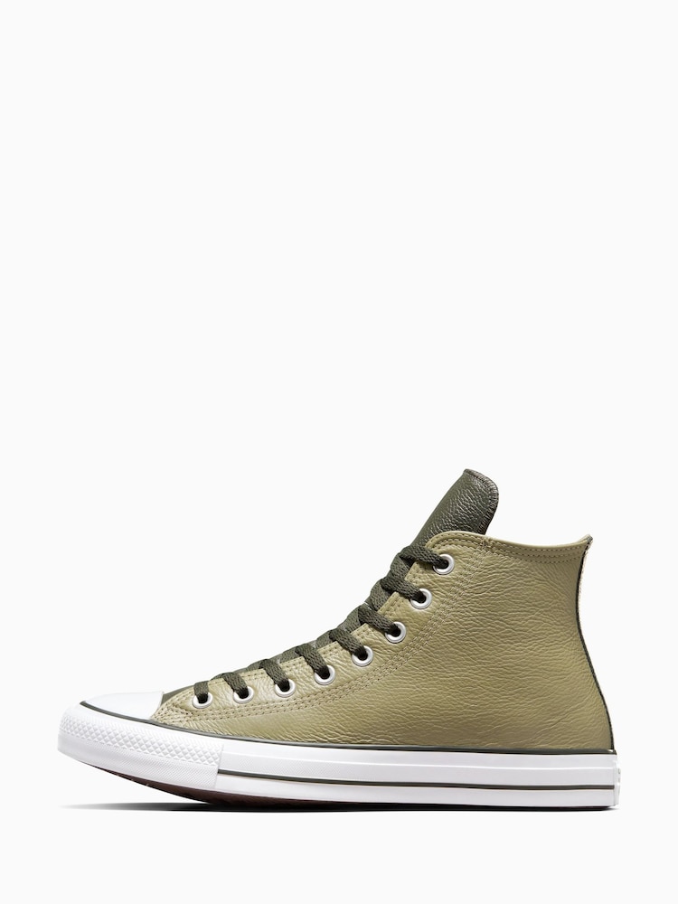 Converse Green Chuck Taylor All Star High Top Leather Trainers - Image 2 of 9