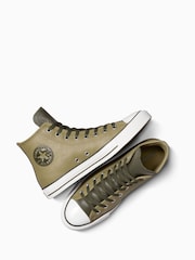 Converse Green Chuck Taylor All Star High Top Leather Trainers - Image 6 of 9