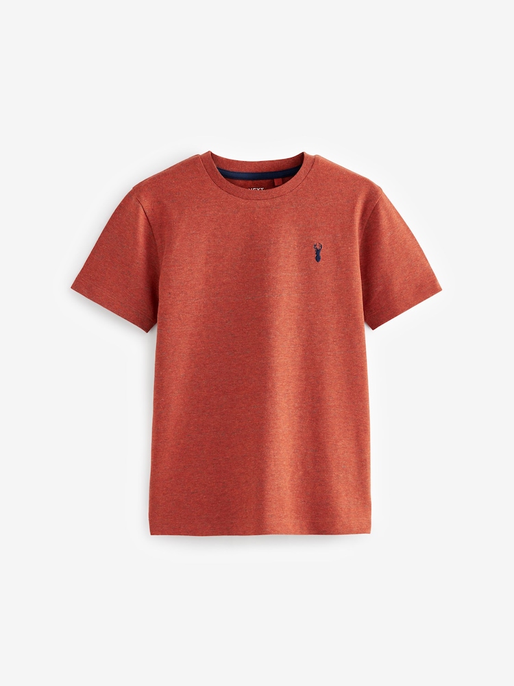 Oranje/Groen/Blauw met textuur - T-shirts met korte mouwen en geborduurd rendier, verpakking van 4 (3-16jr) - Image 3 of 7