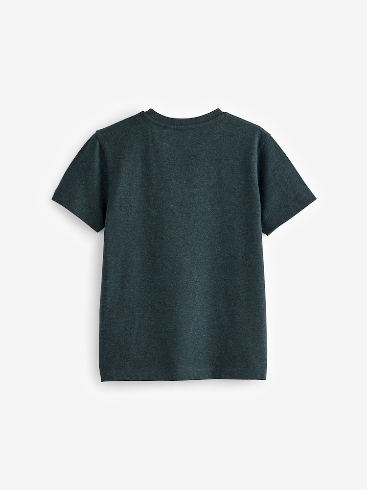 Oranje/Groen/Blauw met textuur - T-shirts met korte mouwen en geborduurd rendier, verpakking van 4 (3-16jr) - Image 6 of 7
