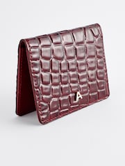 Wine Red Initial Croc Effect Card Holder - Image 1 of 7