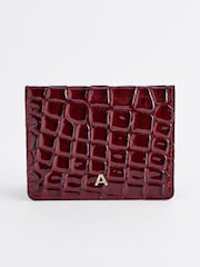 Wine Red Initial Croc Effect Card Holder - Image 2 of 7