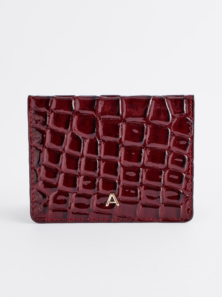 Wine Red Initial Croc Effect Card Holder - Image 2 of 7