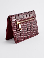 Wine Red Initial Croc Effect Card Holder - Image 3 of 7