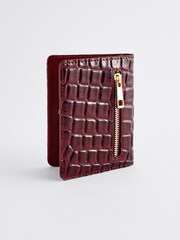 Wine Red Initial Croc Effect Card Holder - Image 4 of 7