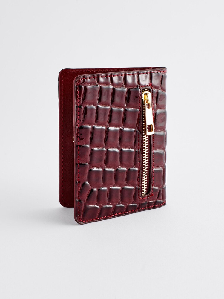 Wine Red Initial Croc Effect Card Holder - Image 4 of 7