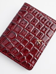 Wine Red Initial Croc Effect Card Holder - Image 7 of 7
