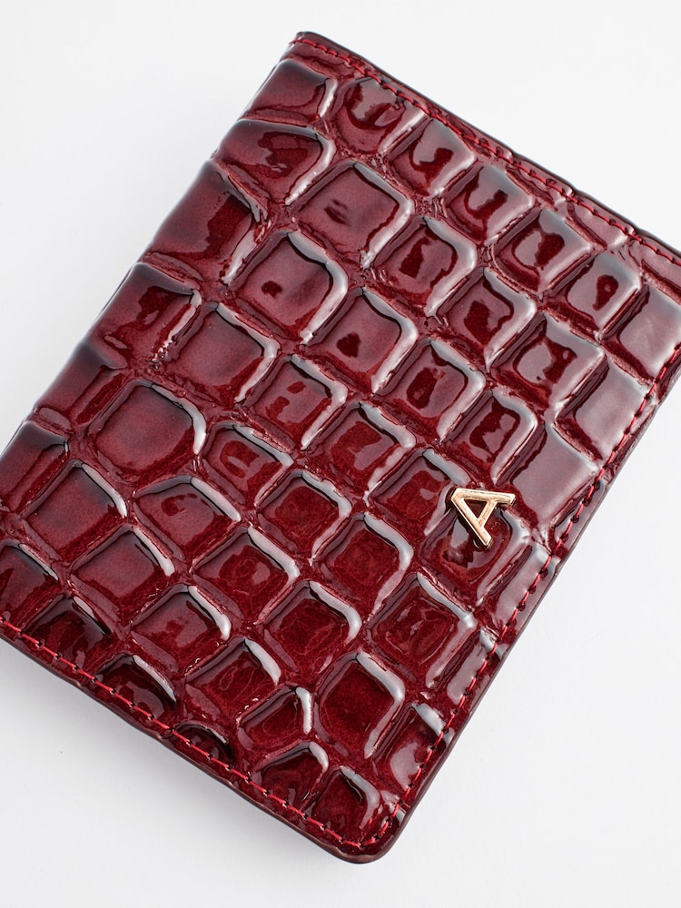 Wine Red Initial Croc Effect Card Holder - Image 7 of 7
