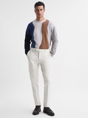 Reiss Blue Multi Waters Fluffy Wool Crew Neck Jumper - Image 4 of 5