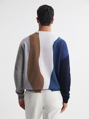 Reiss Blue Multi Waters Fluffy Wool Crew Neck Jumper - Image 5 of 5