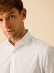 White Penny Collar Easy Care Single Cuff Smart Shirt - Image 1 of 8