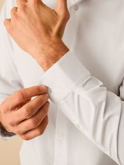 White Penny Collar Easy Care Single Cuff Smart Shirt - Image 6 of 8