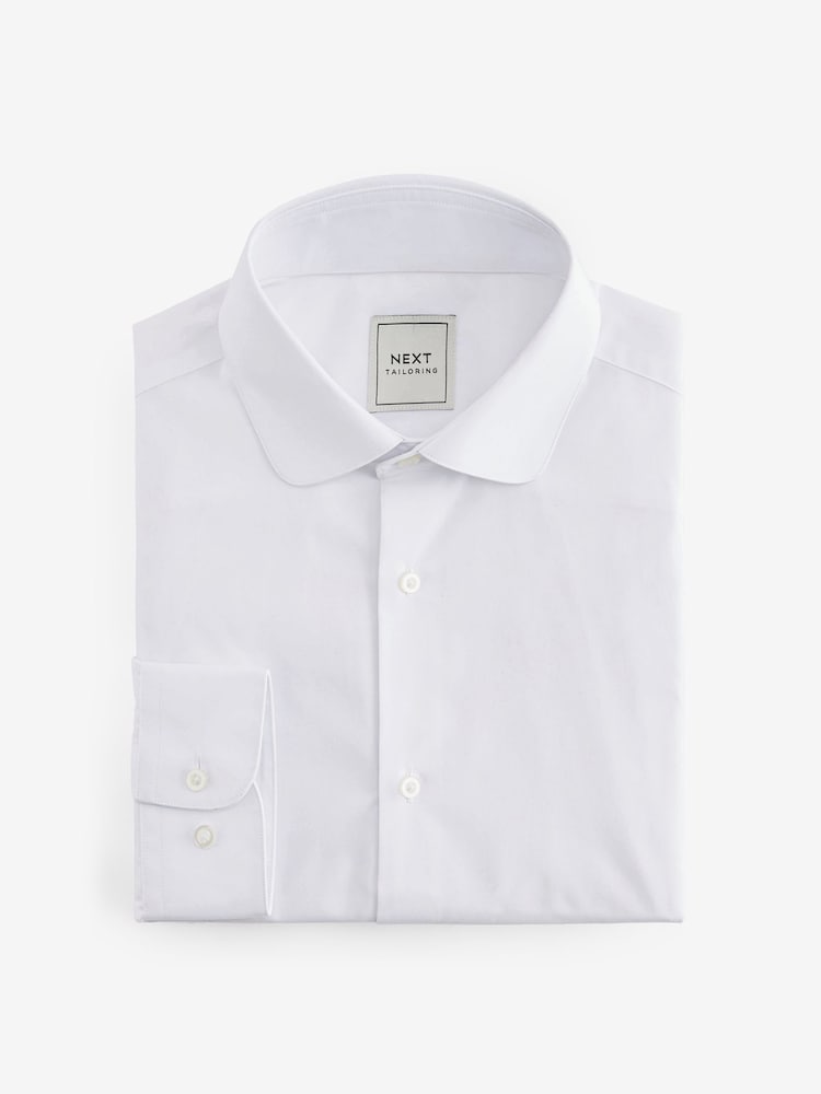 White Penny Collar Easy Care Single Cuff Smart Shirt - Image 7 of 8