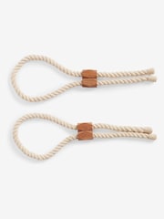 Set of 2 Natural Magnetic Rope and Wood Curtain Tieback - Image 2 of 4