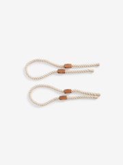 Set of 2 Natural Magnetic Rope and Wood Curtain Tieback - Image 3 of 4