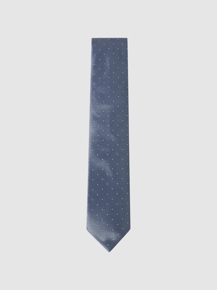Reiss Airforce Blue Liam Silk Polka Dot Tie - Image 1 of 5