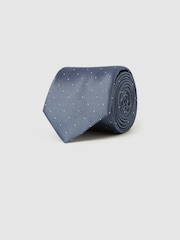 Reiss Airforce Blue Liam Silk Polka Dot Tie - Image 3 of 5