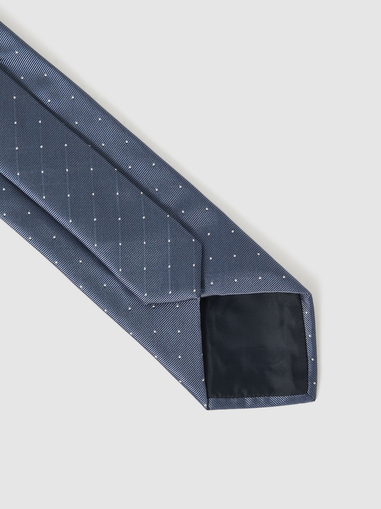 Reiss Airforce Blue Liam Silk Polka Dot Tie - Image 5 of 5