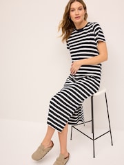 Navy Blue Maternity Stripe T-Shirt Dress - Image 2 of 7