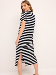 Navy Blue Maternity Stripe T-Shirt Dress - Image 3 of 7