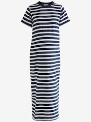 Navy Blue Maternity Stripe T-Shirt Dress - Image 5 of 7