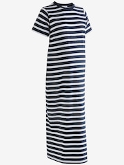 Navy Blue Maternity Stripe T-Shirt Dress - Image 6 of 7