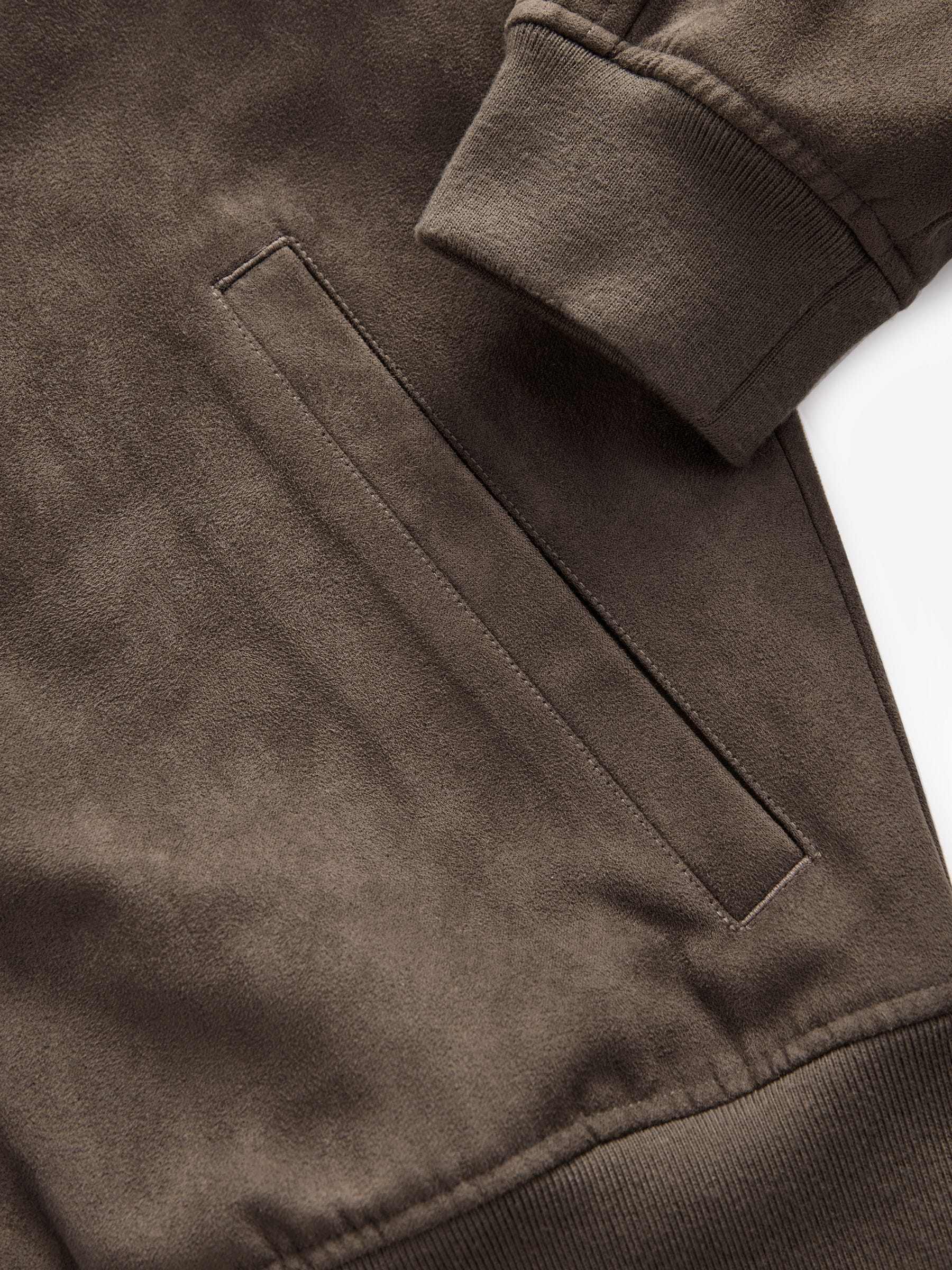 Dark Stone - Faux Suede Bomber Jacket
