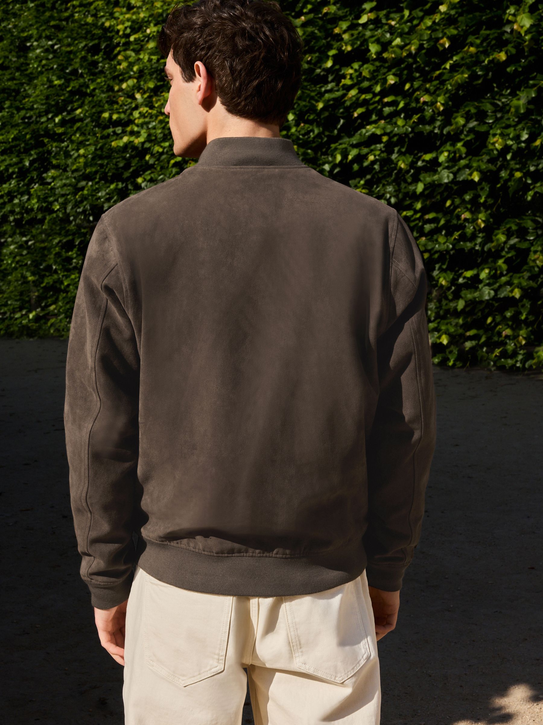 Buy Dark Stone Faux Suede Bomber Jacket from Next USA