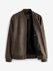 Dark Stone Faux Suede Bomber Jacket - Image 7 of 10