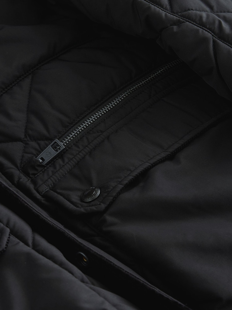 Svart - Diamond Quiltad Duschresistent Biker Jacka - Bild 10 av 10